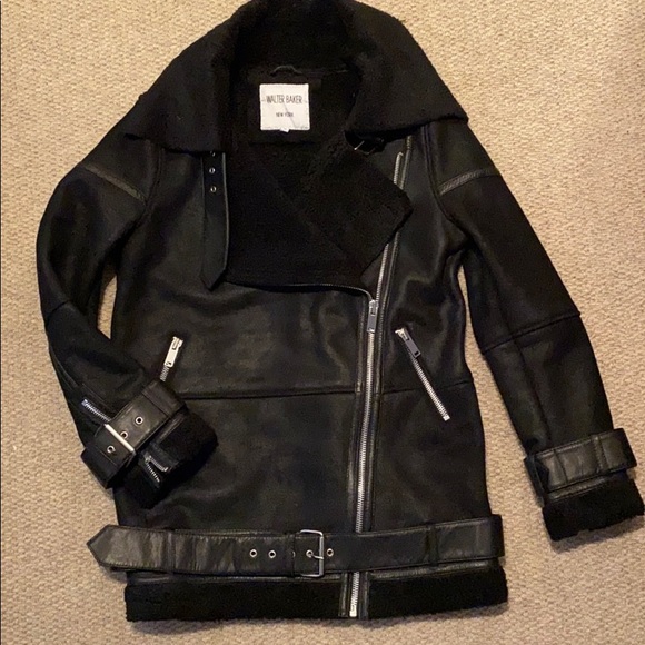 Walter Baker Jackets & Blazers - Walter Baker leather lambskin long moto jacket